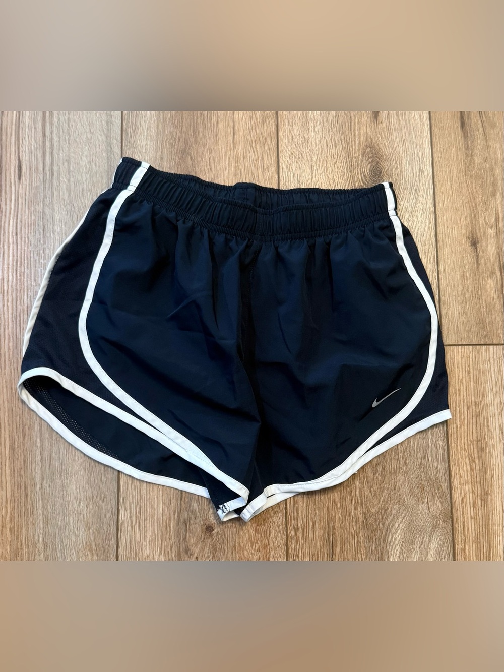 Nike navy Women's Black Athletic Shorts with White Piping